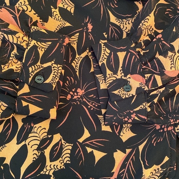 ASTR The Label Dark Romantic Sheer L/S Lined V Neck Empire Smocked Dress Sz M - Picture 11 of 11